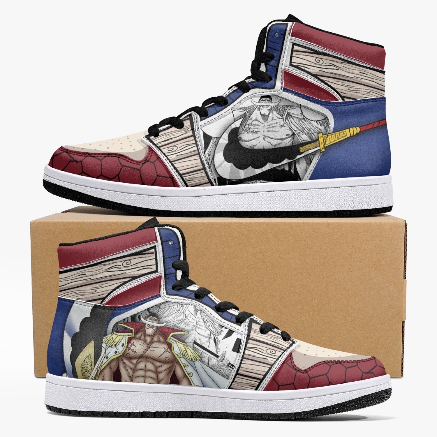 Edward Newgate One Piece Custom Sneaker Mid 1 Basketball Shoes - Otaku Hall