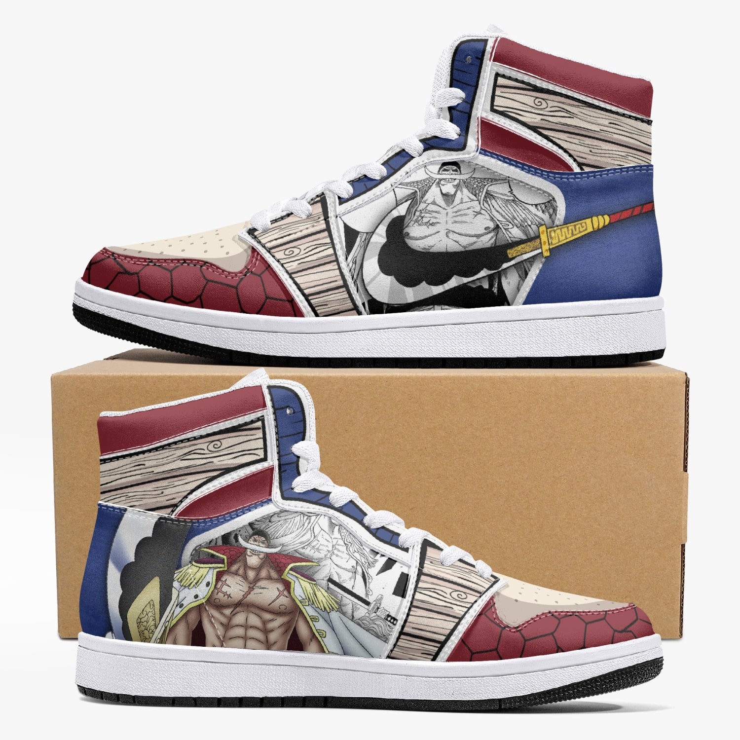 Alternative view of Edward Newgate One Piece Custom Sneaker Mid 1 Basketball Shoes - Otaku Hall