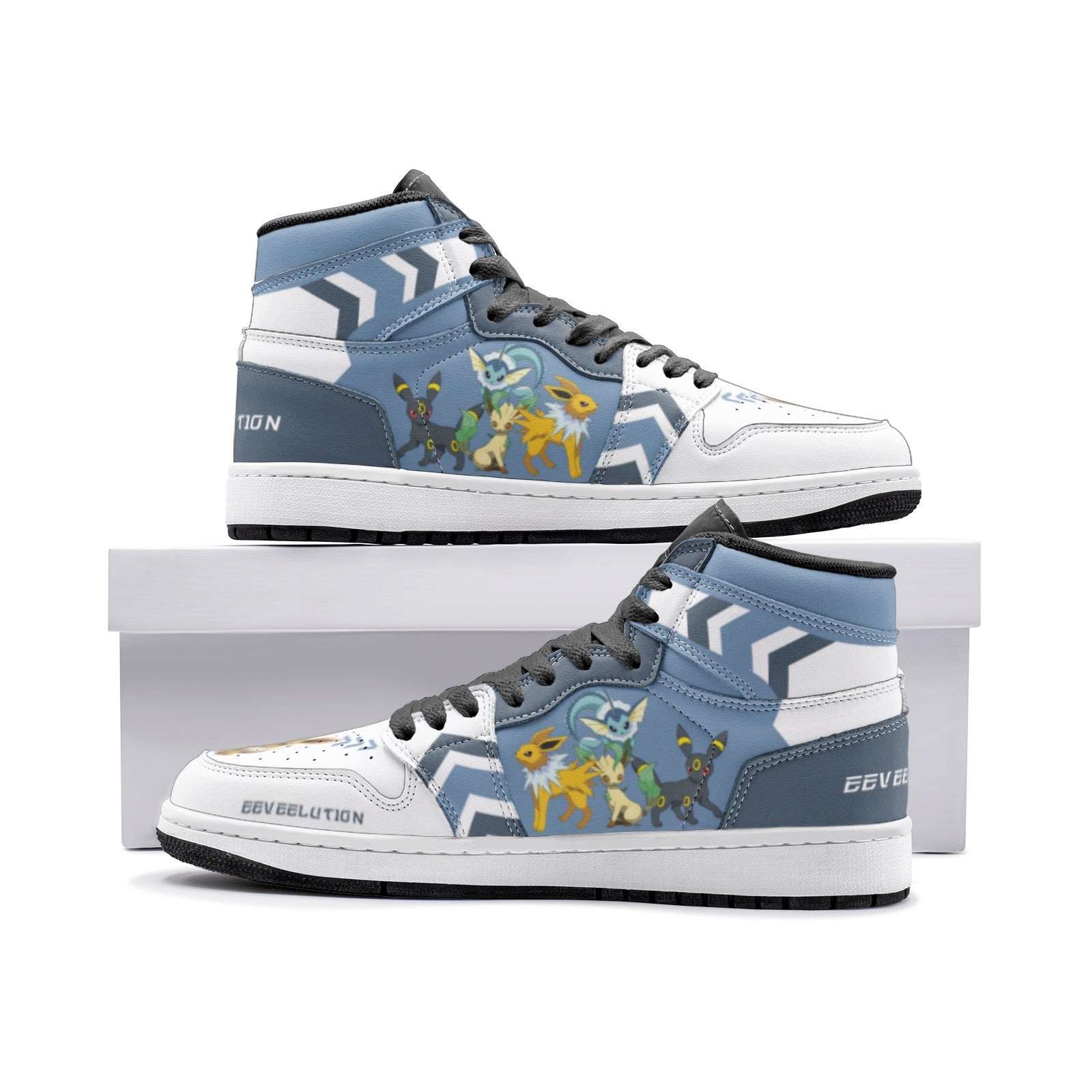 Eevee Evolution Pokemon Custom Sneaker Mid 1 Basketball Shoes - Otaku Hall