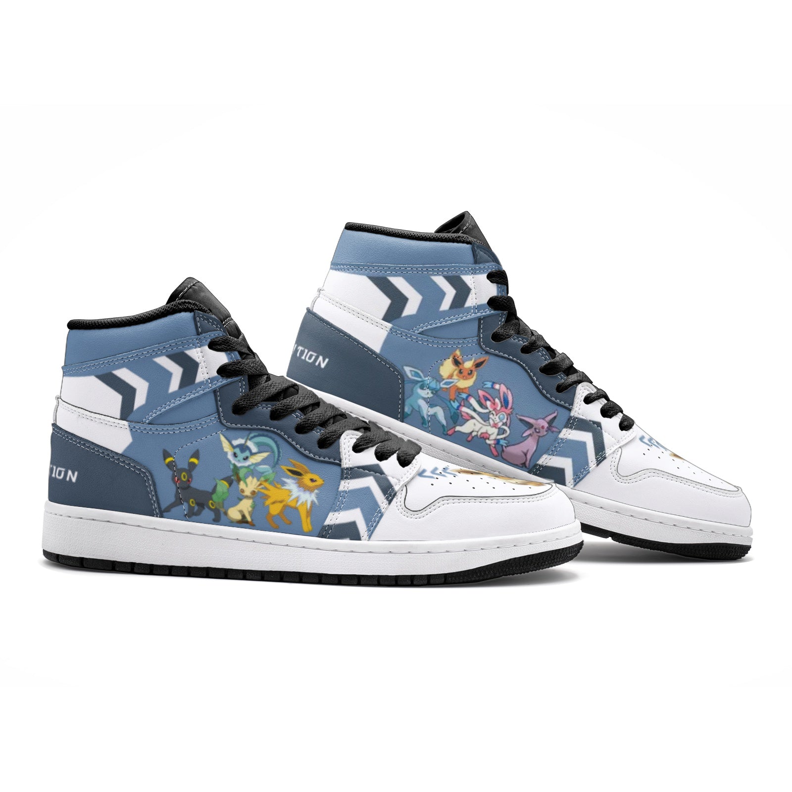 Alternative view of Eevee Evolution Pokemon Custom Sneaker Mid 1 Basketball Shoes - Otaku Hall