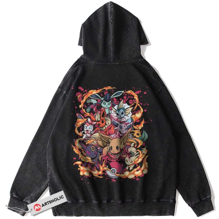 Alternative view of Eevee Hoodie, Pokemon Hoodie, Anime Hoodie, Vintage Hoodie