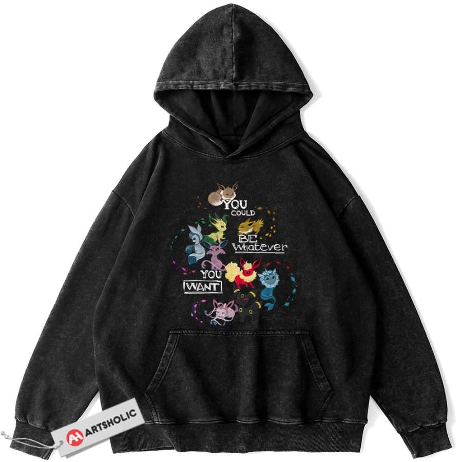 Alternative view of Eevee Hoodie, Pokemon Hoodie, Anime Hoodie, Vintage Hoodie