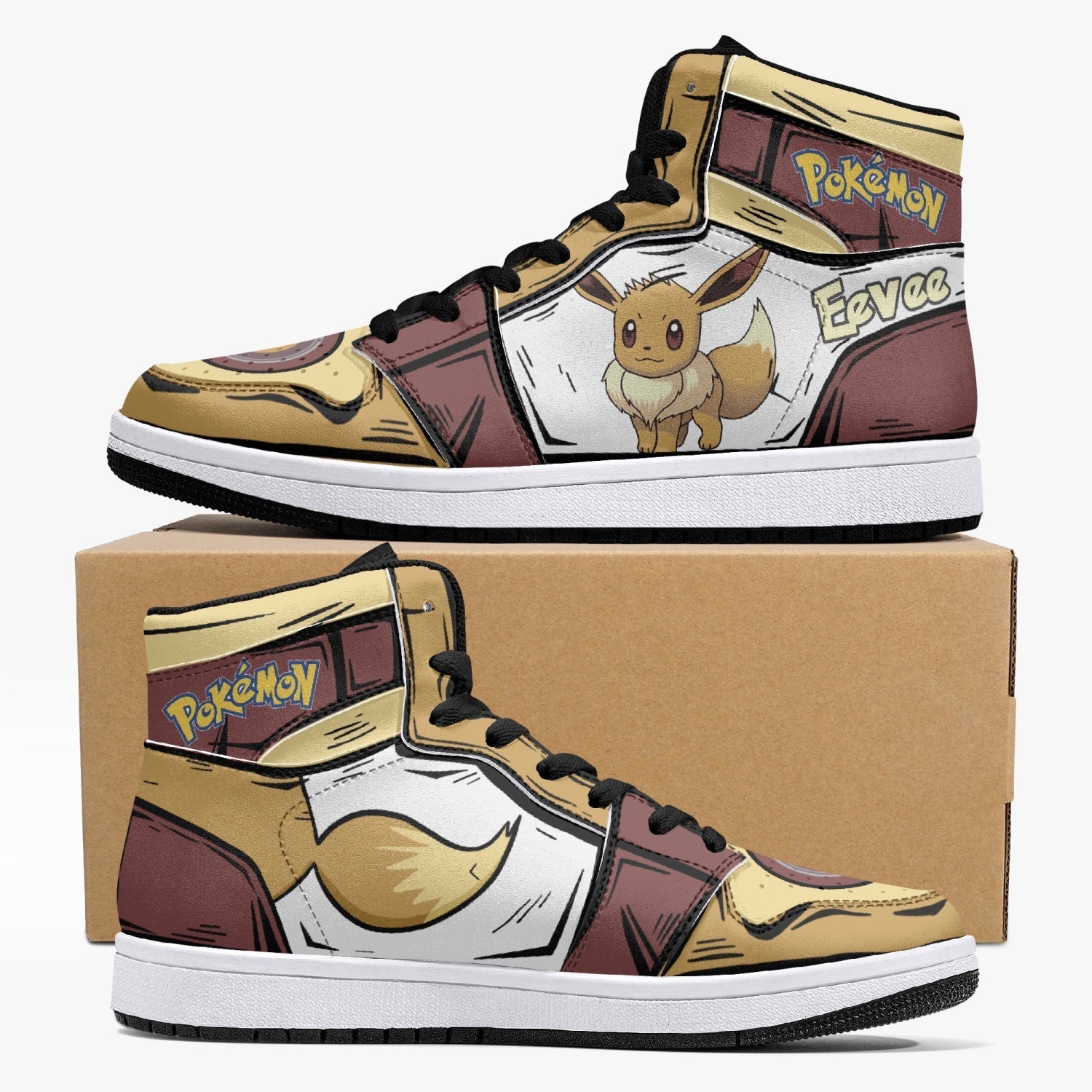 Eevee Pokemon Custom Sneaker Mid 1 Basketball Shoes - Otaku Hall