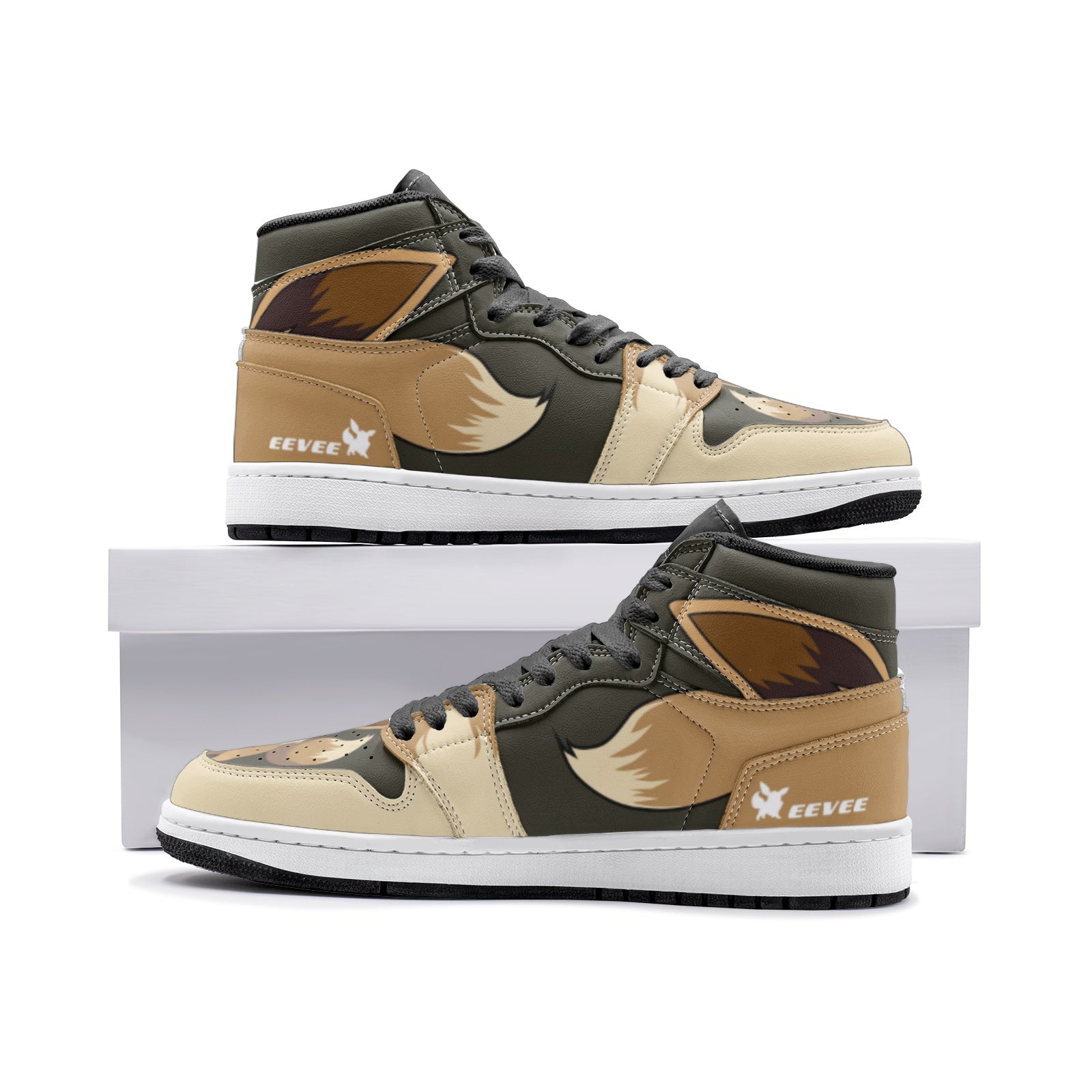 Eevee Pokemon V2 Custom Sneaker Mid 1 Basketball Shoes - Otaku Hall