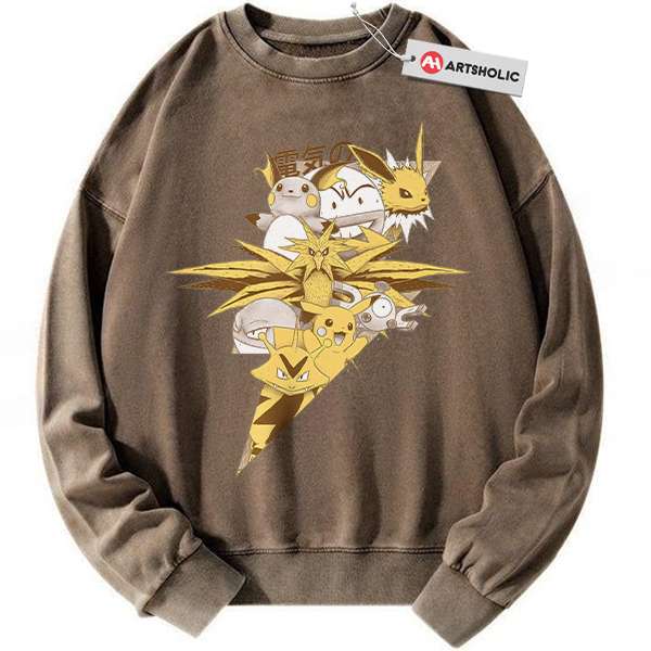 Alternative view of Electric Class Pokemon Sweatshirt, Anime Sweatshirt, Vintage Sweatshirt
