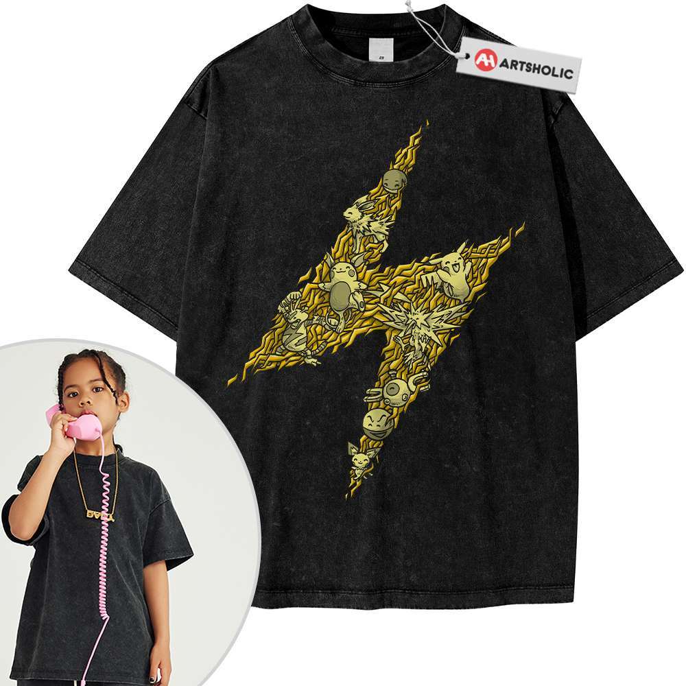 Electric-Type Pokemon Shirt For Kids, Anime Shirt For Kids, Vintage Tee For Kids