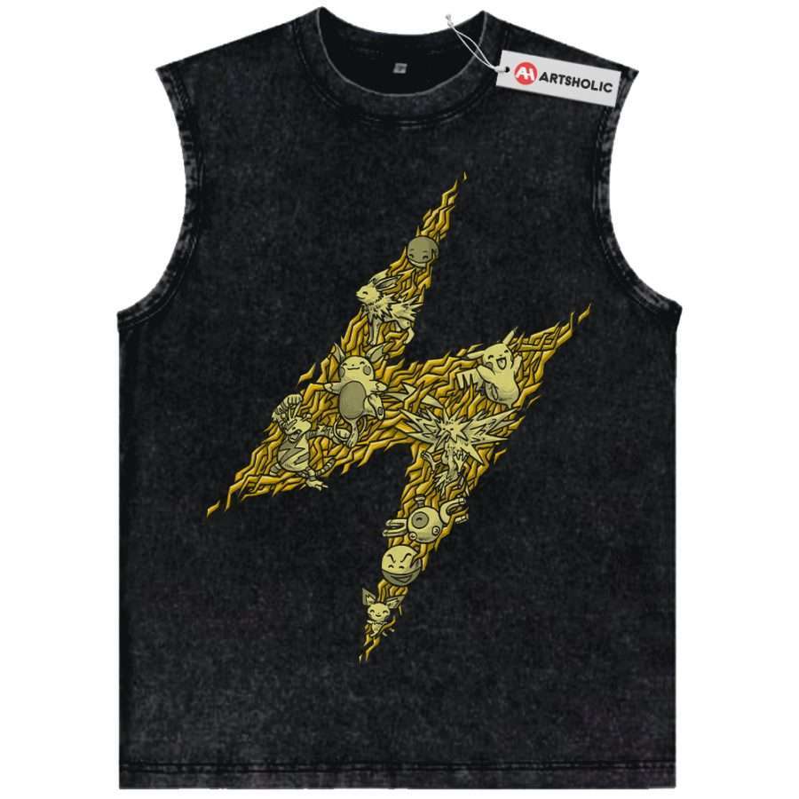 Alternative view of Electric-Type Pokemon Tank Top, Anime Tank Top, Vintage Tank Top