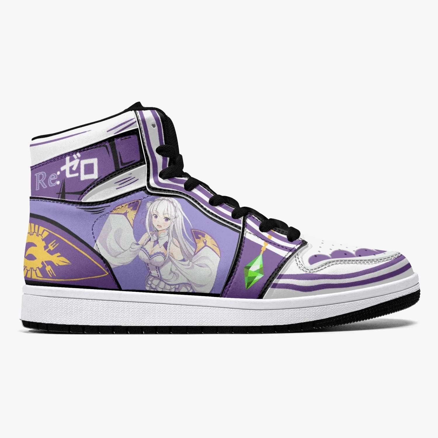 Alternative view of Emilia ReZero Custom Sneaker Mid 1 Basketball Shoes - Otaku Hall