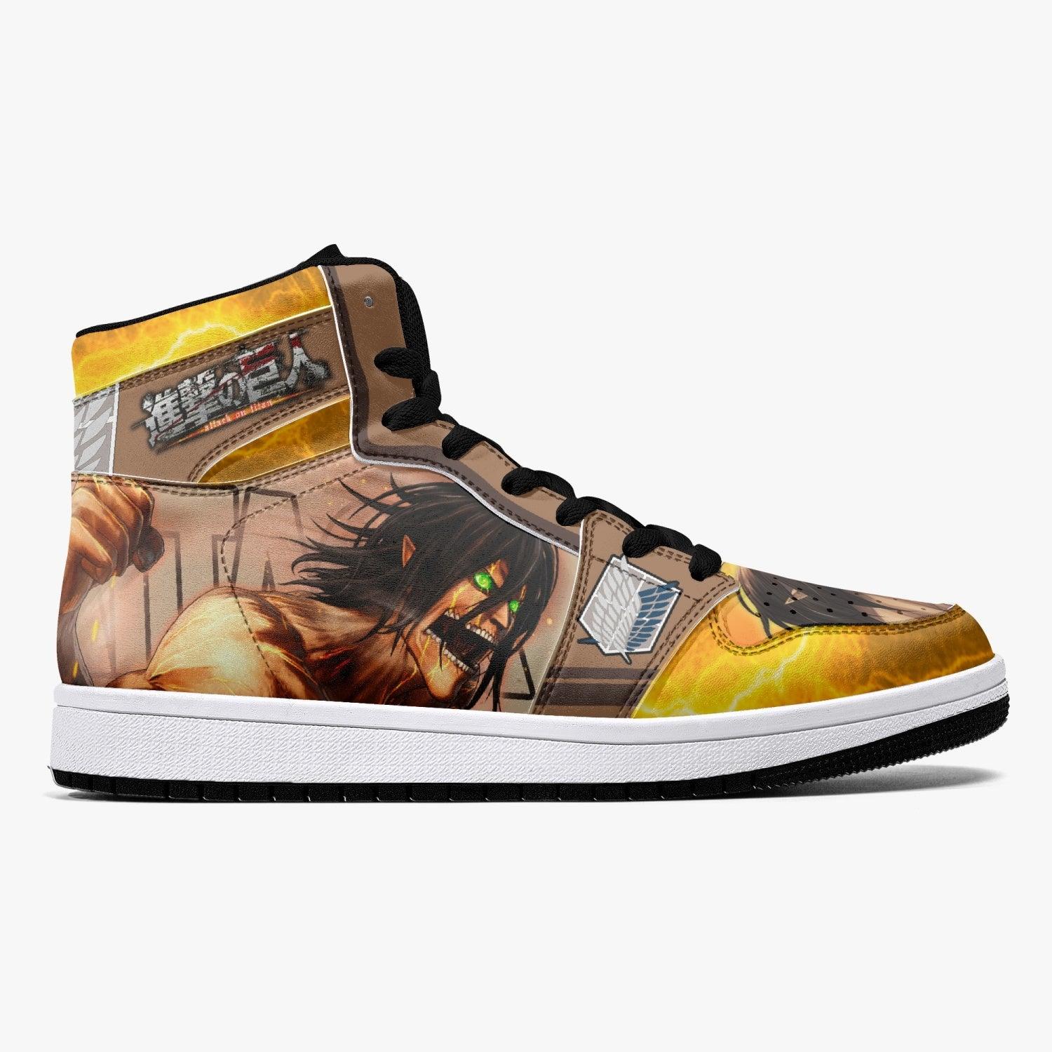 Eren Yeager Attack Titan Shingeki no Kyojin Custom Sneaker Mid 1 Basketball Shoes - Otaku Hall