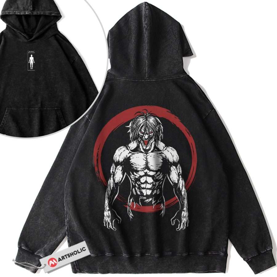 Alternative view of Eren Yeager Hoodie, Attack on Titan Hoodie, AOT Hoodie, Anime Hoodie, Vintage Hoodie 2-Sided