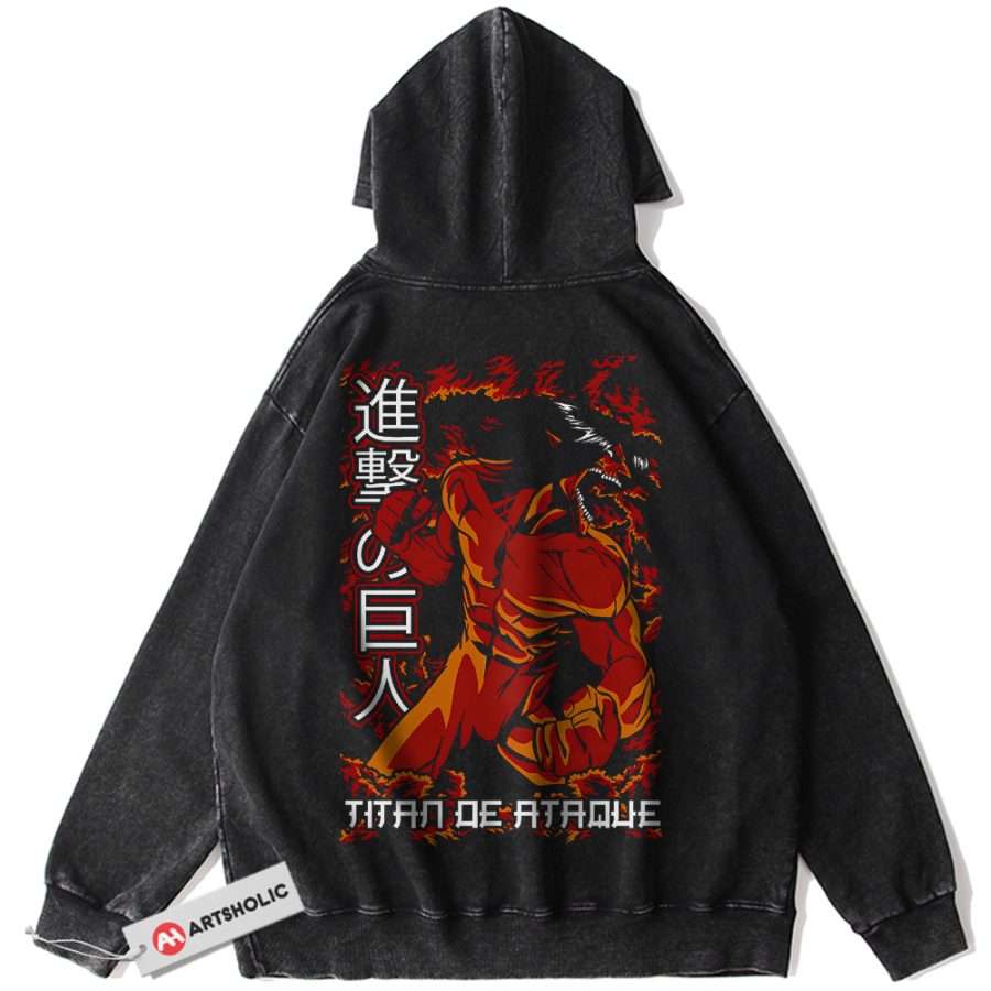Alternative view of Eren Yeager Hoodie, Attack On Titan Hoodie, AOT Hoodie, Anime Hoodie, Vintage Hoodie