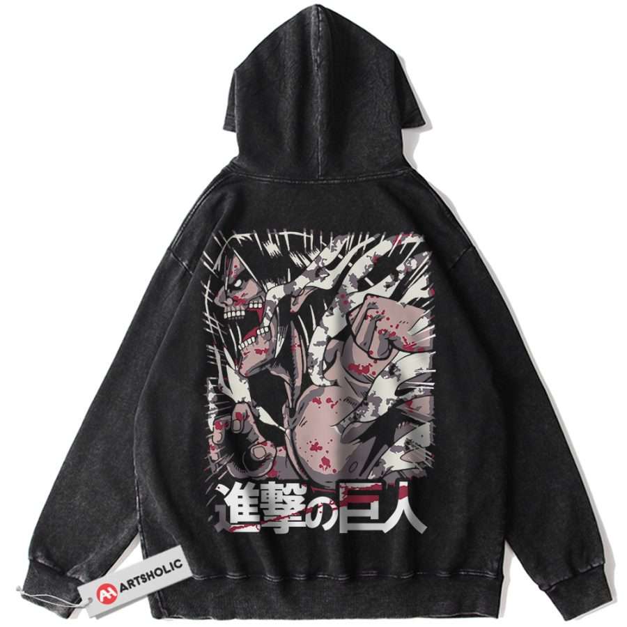 Alternative view of Eren Yeager Hoodie, Attack On Titan Hoodie, AOT Hoodie, Anime Hoodie, Vintage Hoodie