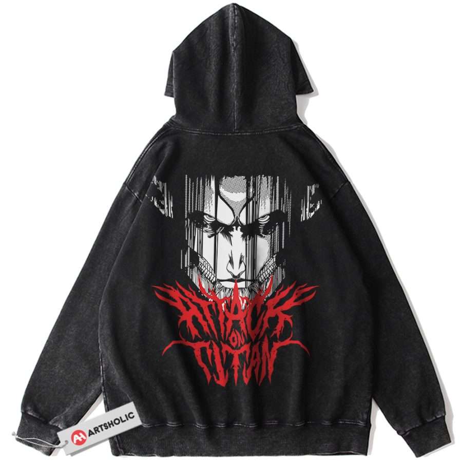 Alternative view of Eren Yeager Hoodie, Attack On Titan Hoodie, AOT Hoodie, Anime Hoodie, Vintage Hoodie