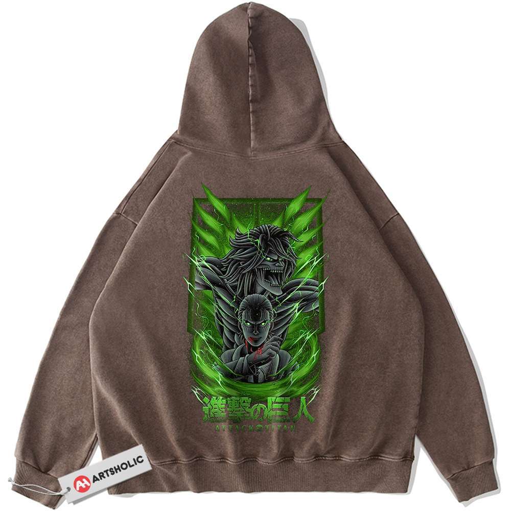 Alternative view of Eren Yeager Hoodie, Attack On Titan Hoodie, AOT Hoodie, Anime Hoodie, Vintage Hoodie