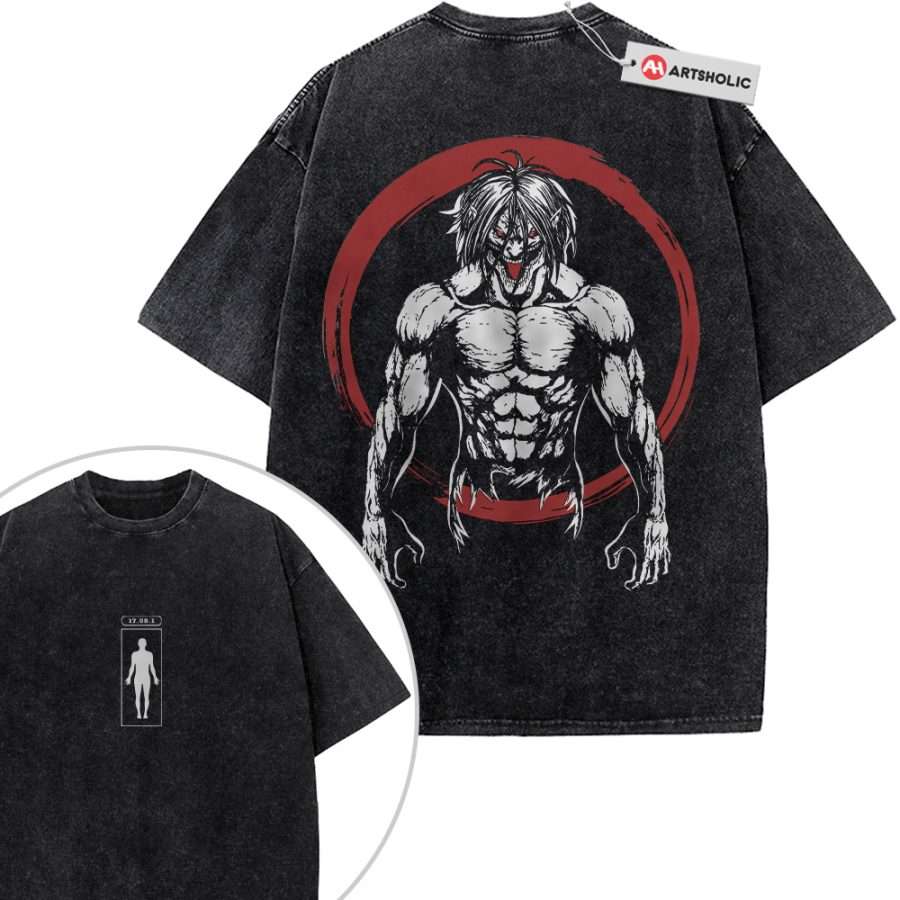 Alternative view of Eren Yeager Shirt, Attack on Titan Shirt, AOT Shirt, Anime Shirt, Vintage T-Shirt 2-Sided