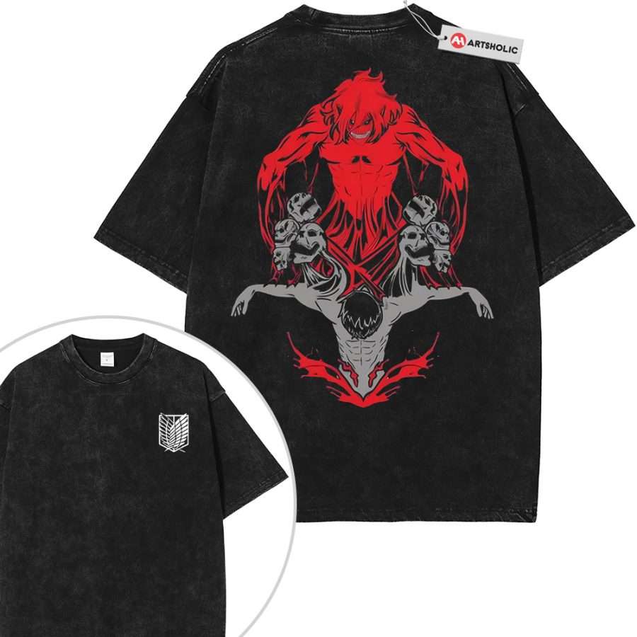 Alternative view of Eren Yeager Shirt, Attack On Titan Shirt, AOT Shirt, Anime Shirt, Vintage T-Shirt 2-Sided