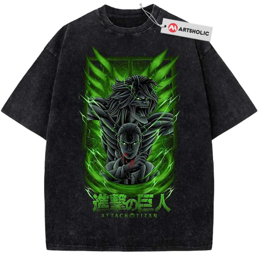 Alternative view of Eren Yeager Shirt, Attack On Titan Shirt, AOT Shirt, Anime Shirt, Vintage T-Shirt