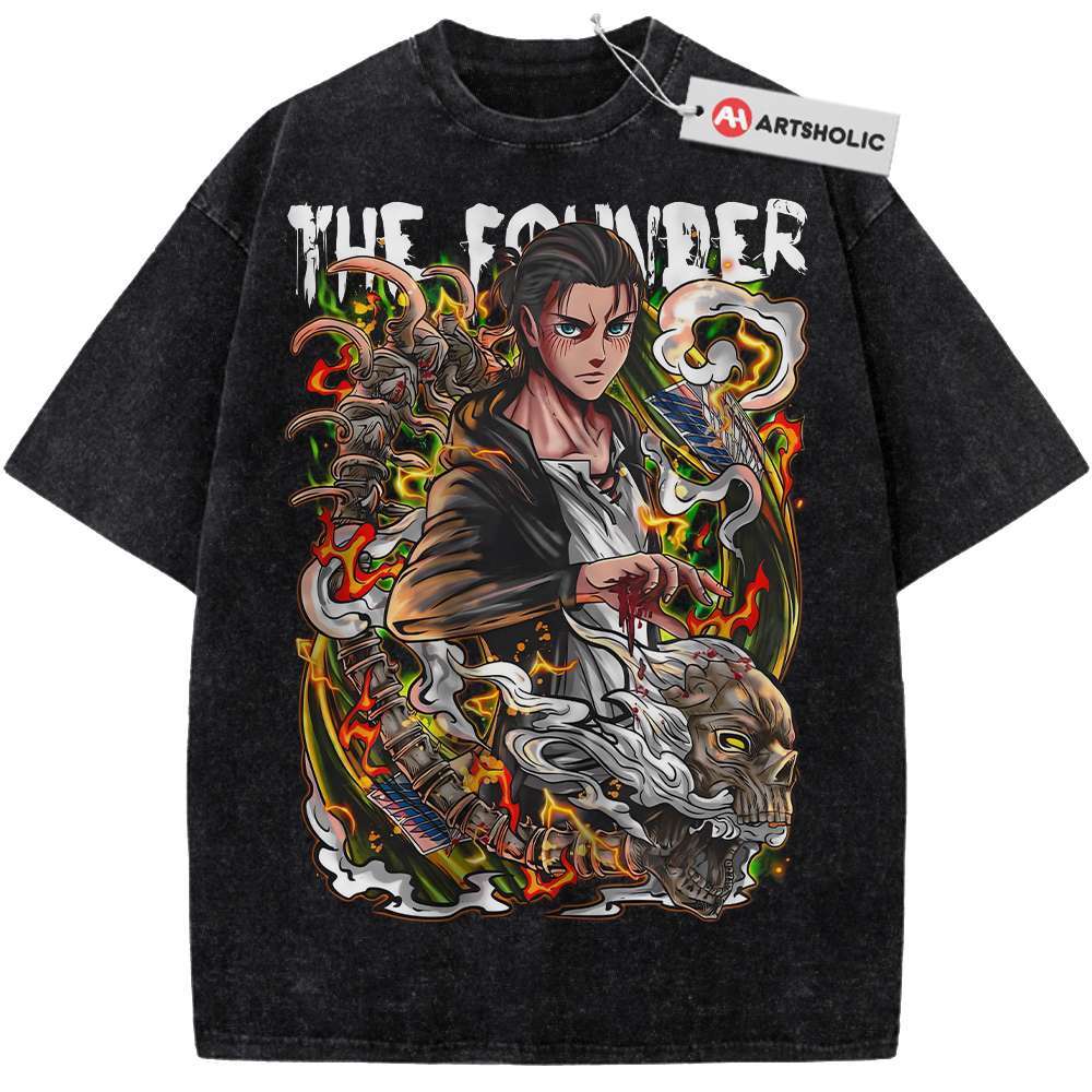 Alternative view of Eren Yeager Shirt, Attack On Titan Shirt, AOT Shirt, Anime Shirt, Vintage T-Shirt