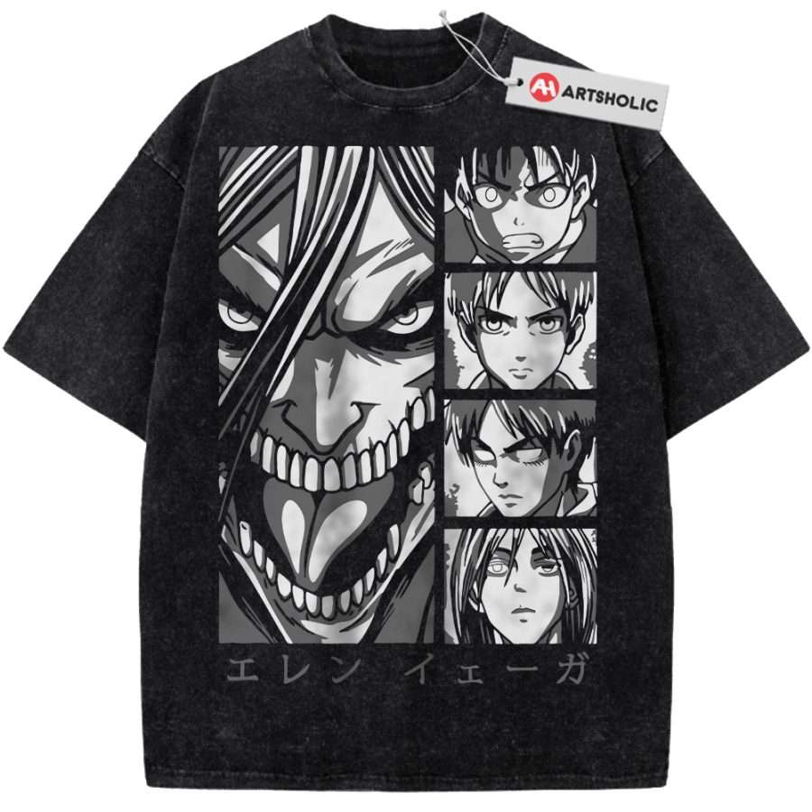 Alternative view of Eren Yeager Shirt, Attack On Titan Shirt, AOT Shirt, Anime Shirt, Vintage T-Shirt