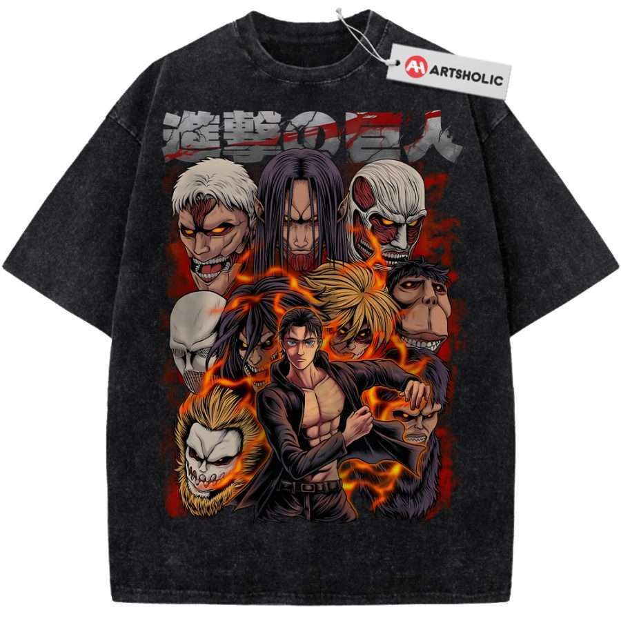 Alternative view of Eren Yeager Shirt, Attack On Titan Shirt, AOT Shirt, Anime Shirt, Vintage T-Shirt