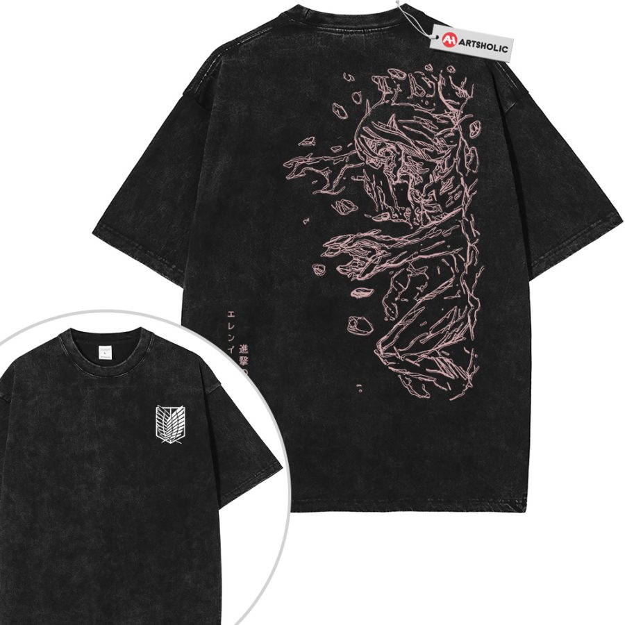Alternative view of Eren Yeager Shirt, Attack On Titan Shirt, AOT Shirt, Anime Shirt, Vintage Tee 2-Sided