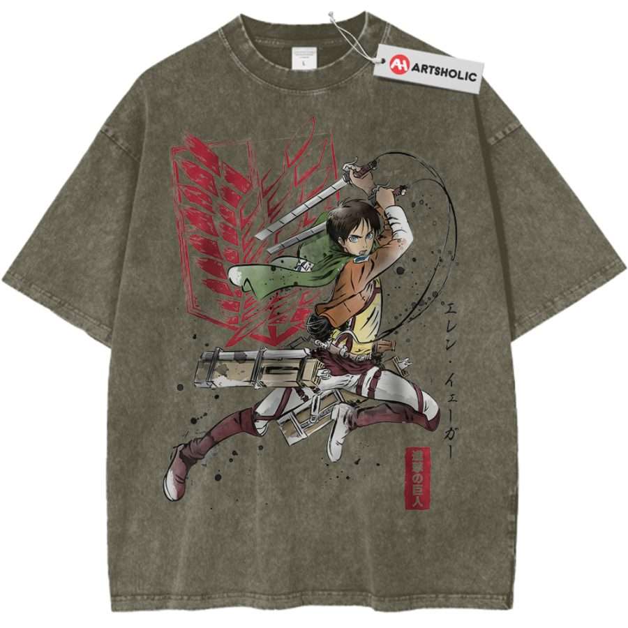 Alternative view of Eren Yeager Shirt, Attack on Titan Shirt, AOT Shirt, Anime Shirt, Vintage Tee