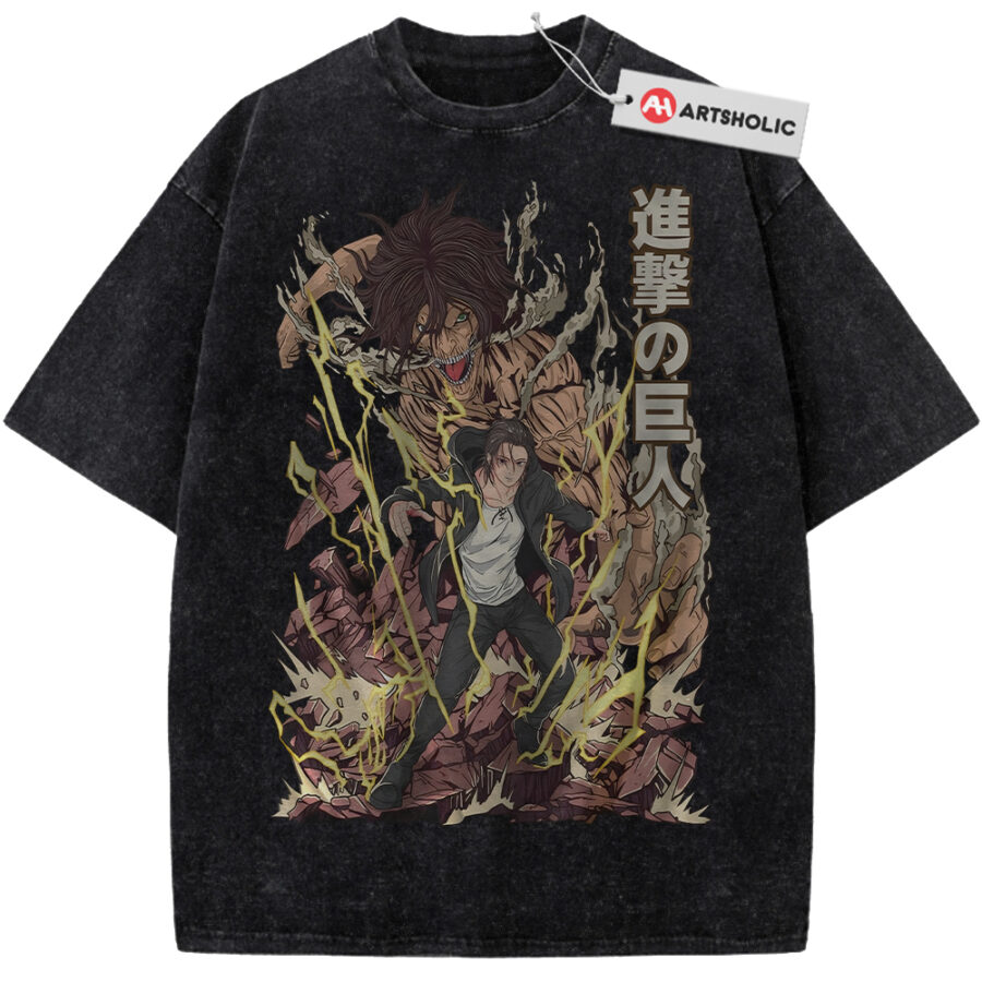 Alternative view of Eren Yeager Shirt, Attack On Titan Shirt, AOT Shirt, Anime Shirt, Vintage Tee