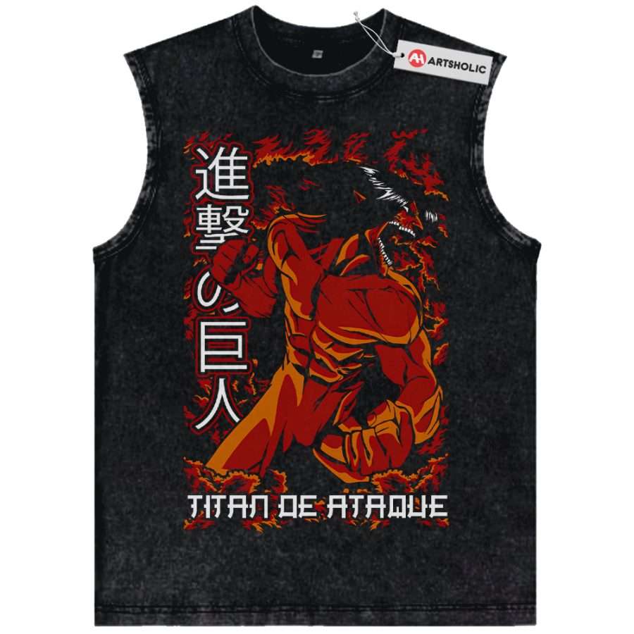 Alternative view of Eren Yeager Tank Top, Attack On Titan Tank Top, AOT Tank Top, Anime Tank Top, Vintage Tank Top