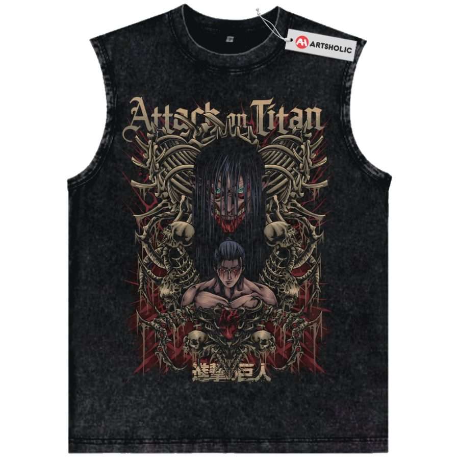 Alternative view of Eren Yeager Tank Top, Attack On Titan Tank Top, AOT Tank Top, Anime Tank Top, Vintage Tank Top