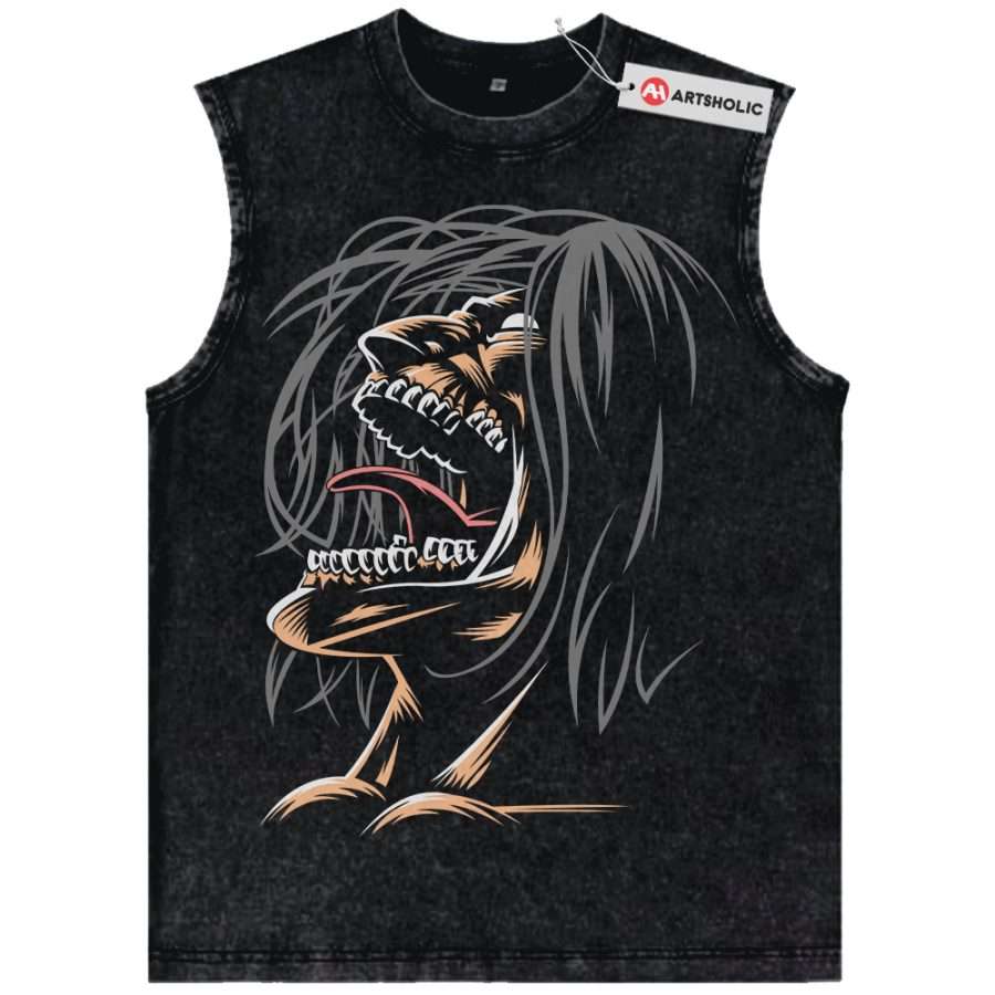 Alternative view of Eren Yeager Tank Top, Attack On Titan Tank Top, AOT Tank Top, Anime Tank Top, Vintage Tank Top