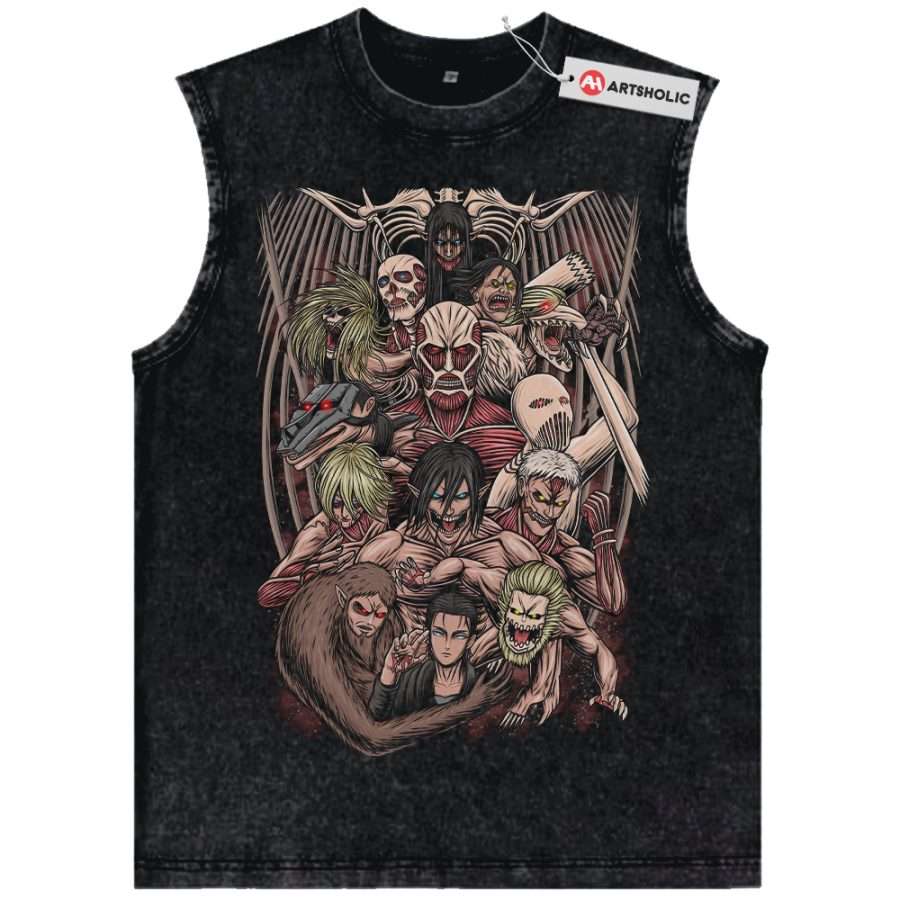 Alternative view of Eren Yeager Tank Top, Attack On Titan Tank Top, AOT Tank Top, Anime Tank Top, Vintage Tank Top