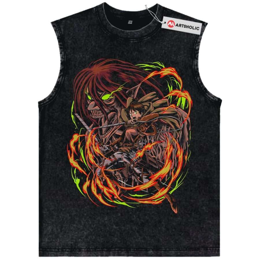 Alternative view of Eren Yeager Tank Top, Attack On Titan Tank Top, AOT Tank Top, Anime Tank Top, Vintage Tank Top