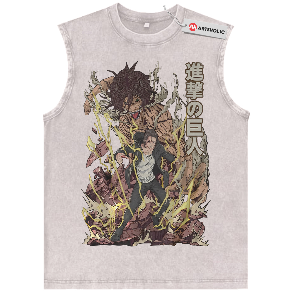 Alternative view of Eren Yeager Tank Top, Attack On Titan Tank Top, AOT Tank Top, Anime Tank Top, Vintage Tank Top