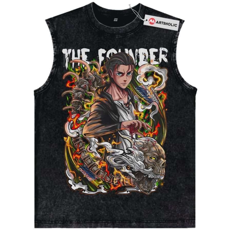 Alternative view of Eren Yeager Tank Top, Attack On Titan Tank Top, AOT Tank Top, Anime Tank Top, Vintage Tank Top