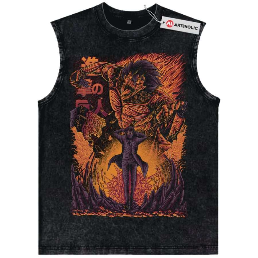 Alternative view of Eren Yeager Tank Top, Attack On Titan Tank Top, AOT Tank Top, Anime Tank Top, Vintage Tank Top