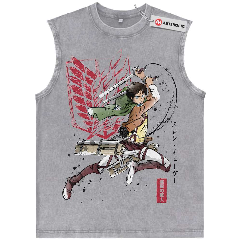 Alternative view of Eren Yeager Tank Top, Attack on Titan Tank Top, AOT Tank Top, Anime Tank Top, Vintage Tank Top