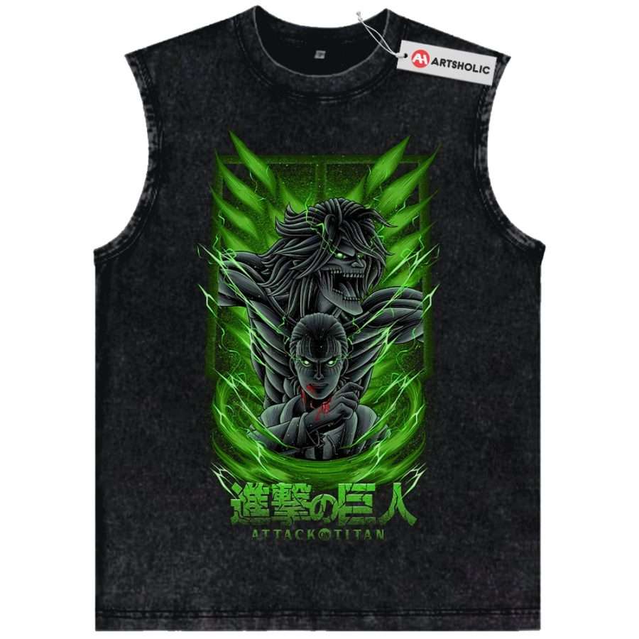 Alternative view of Eren Yeager Tank Top, Attack On Titan Tank Top, AOT Tank Top, Anime Tank Top, Vintage Tank Top