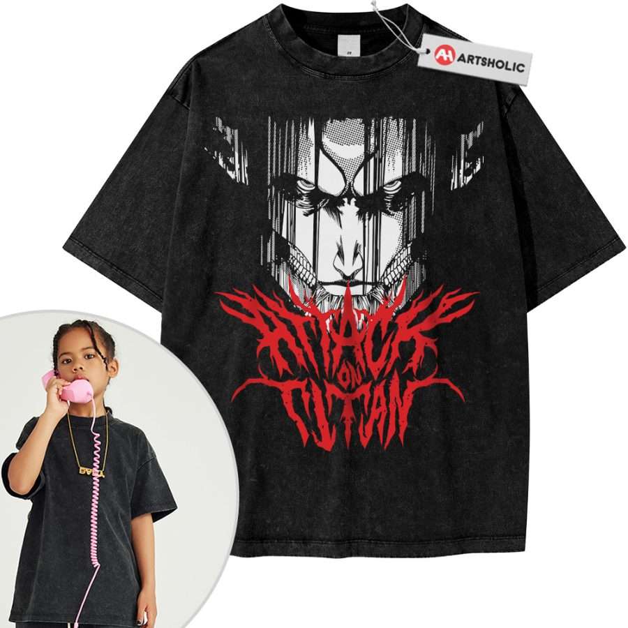 Alternative view of Eren Yeager Tee For Kids, Attack On Titan Tee For Kids, AOT Tee For Kids, Anime Tee For Kids, Vintage Tee For Kids