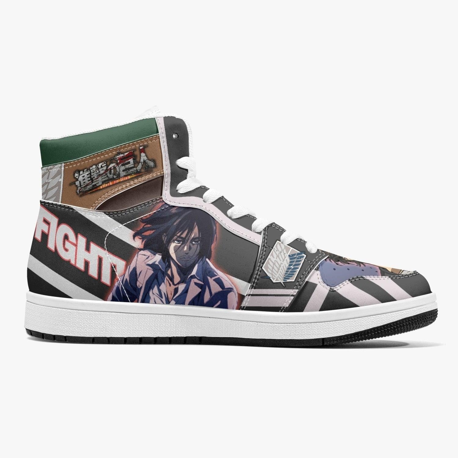 Alternative view of Eren Yeager Timeskip Shingeki no Kyojin Custom Sneaker Mid 1 Basketball Shoes - Otaku Hall