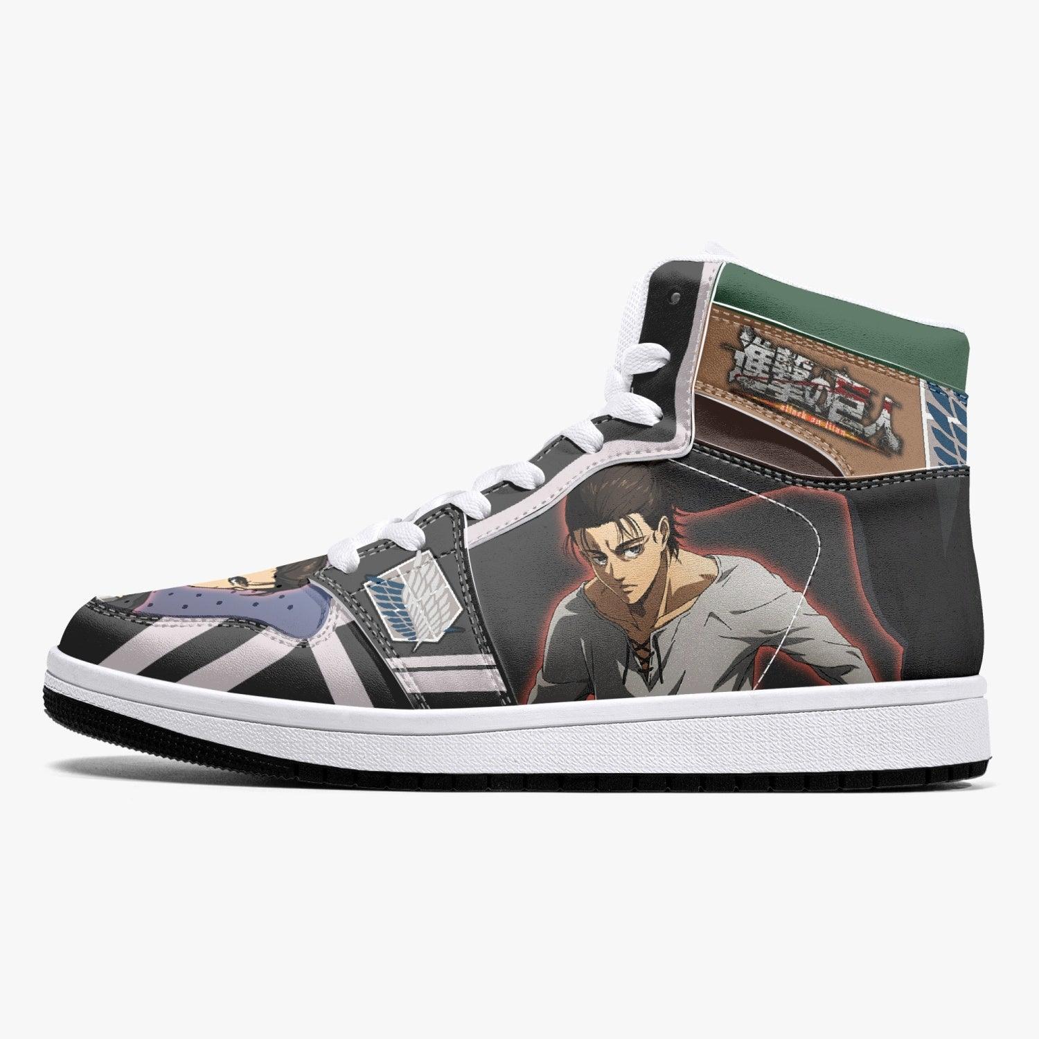 Eren Yeager Timeskip Shingeki no Kyojin Custom Sneaker Mid 1 Basketball Shoes - Otaku Hall