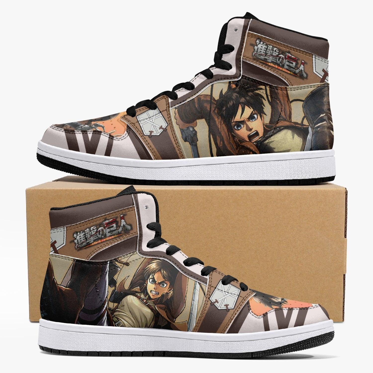 Eren Yeager Training Corps Attack on Titan Custom Sneaker Mid 1 Basketball Shoes - Otaku Hall