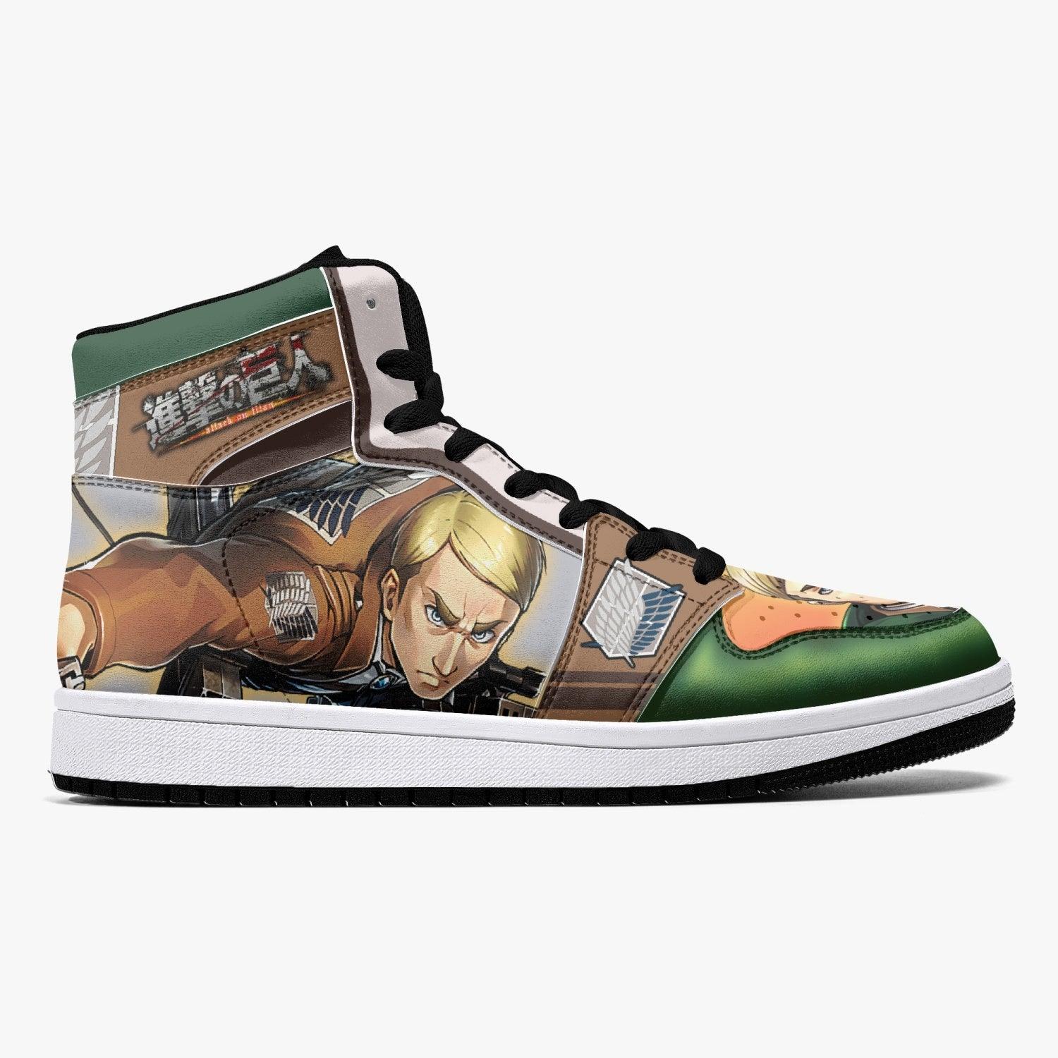 Alternative view of Erwin Smith Attack on Titan Custom Sneaker Mid 1 Basketball Shoes - Otaku Hall