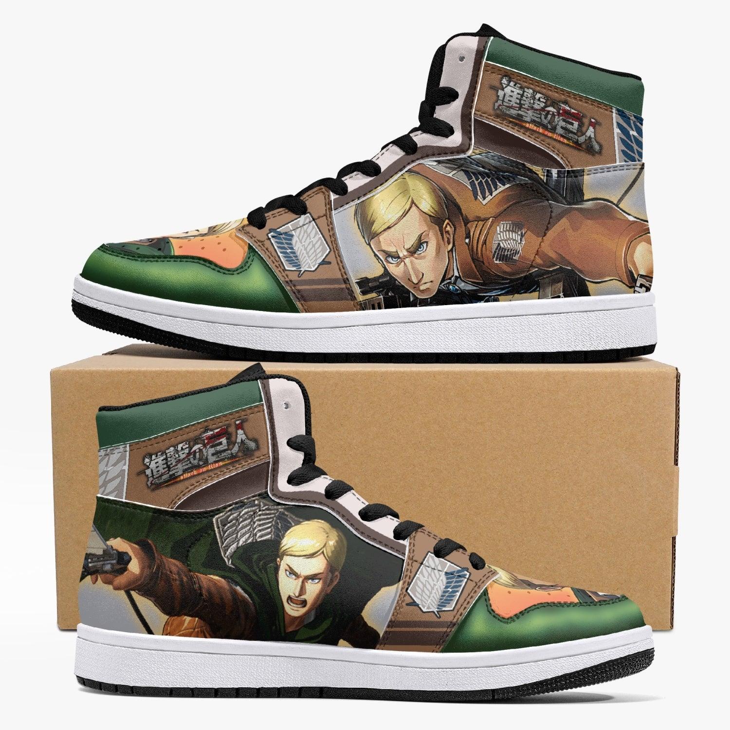 Erwin Smith Attack on Titan Custom Sneaker Mid 1 Basketball Shoes - Otaku Hall