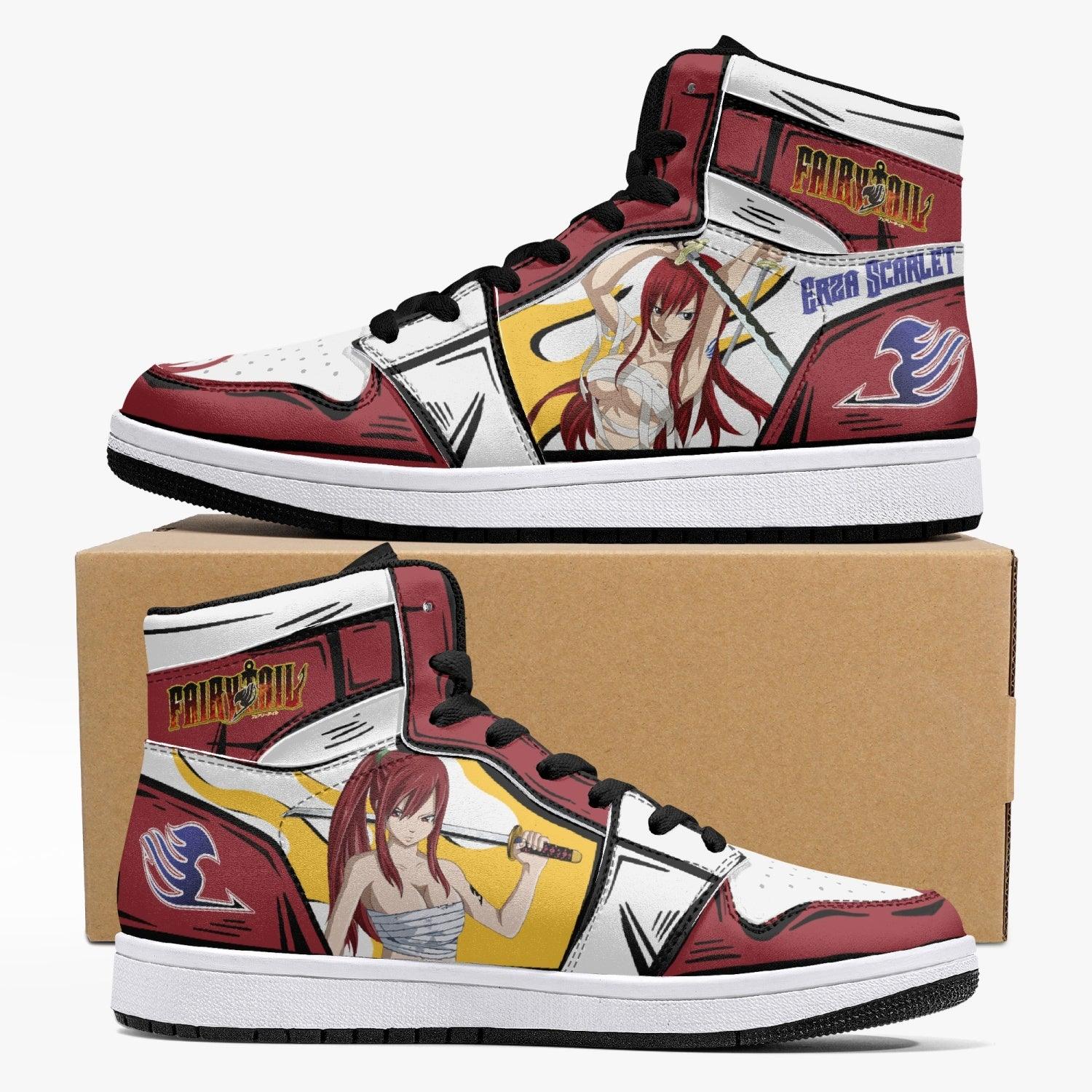 Erza Scarlet Fairy Tail Custom Sneaker Mid 1 Basketball Shoes - Otaku Hall