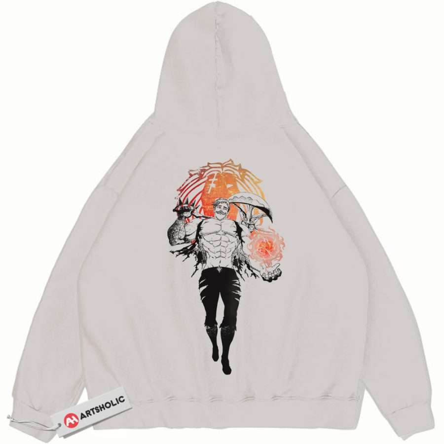 Alternative view of Escanor Hoodie, Seven Deadly Sins Hoodie, Anime Hoodie, Vintage Hoodie