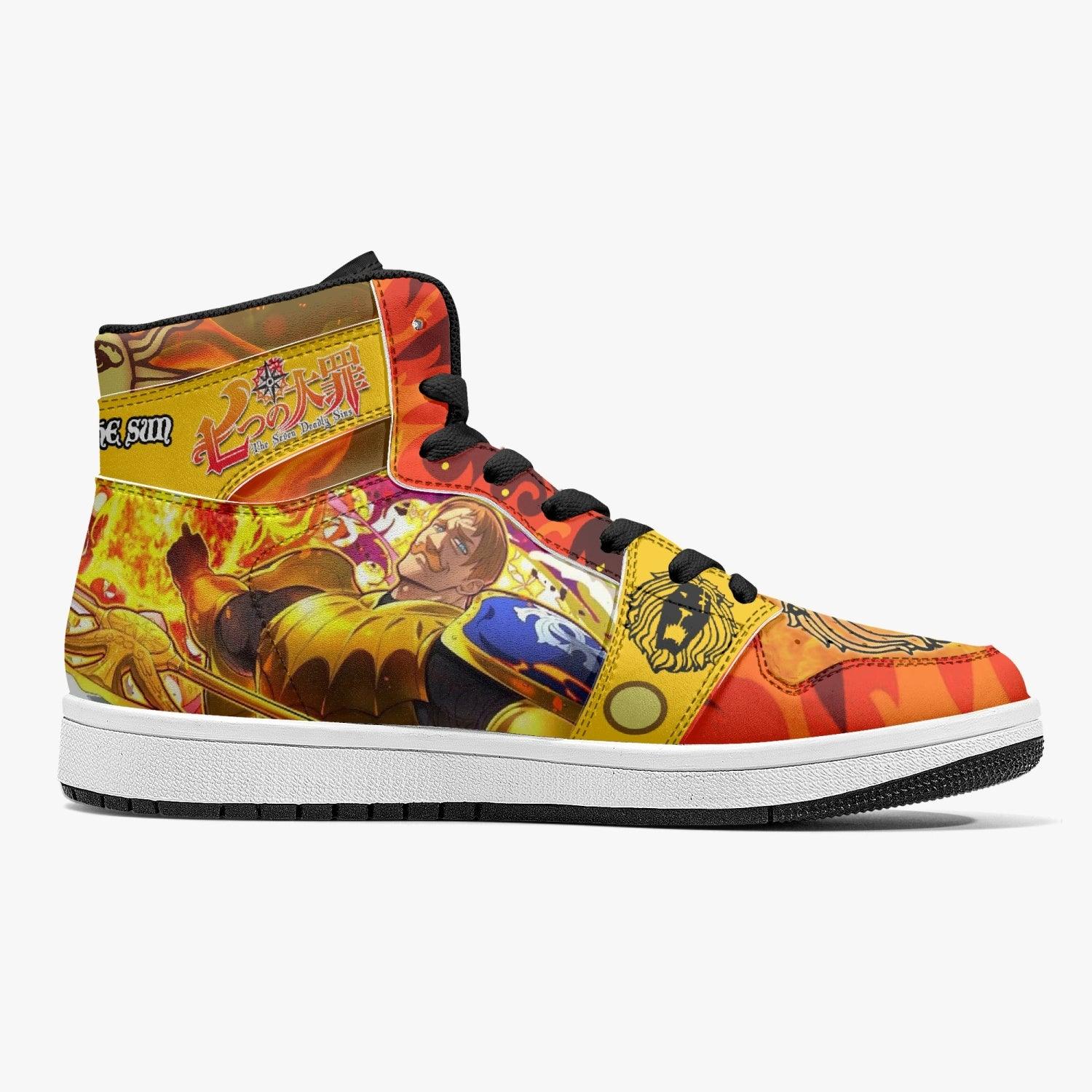 Alternative view of Escanor Praise The Sun Seven Deadly Sins Custom Sneaker Mid 1 Basketball Shoes - Otaku Hall
