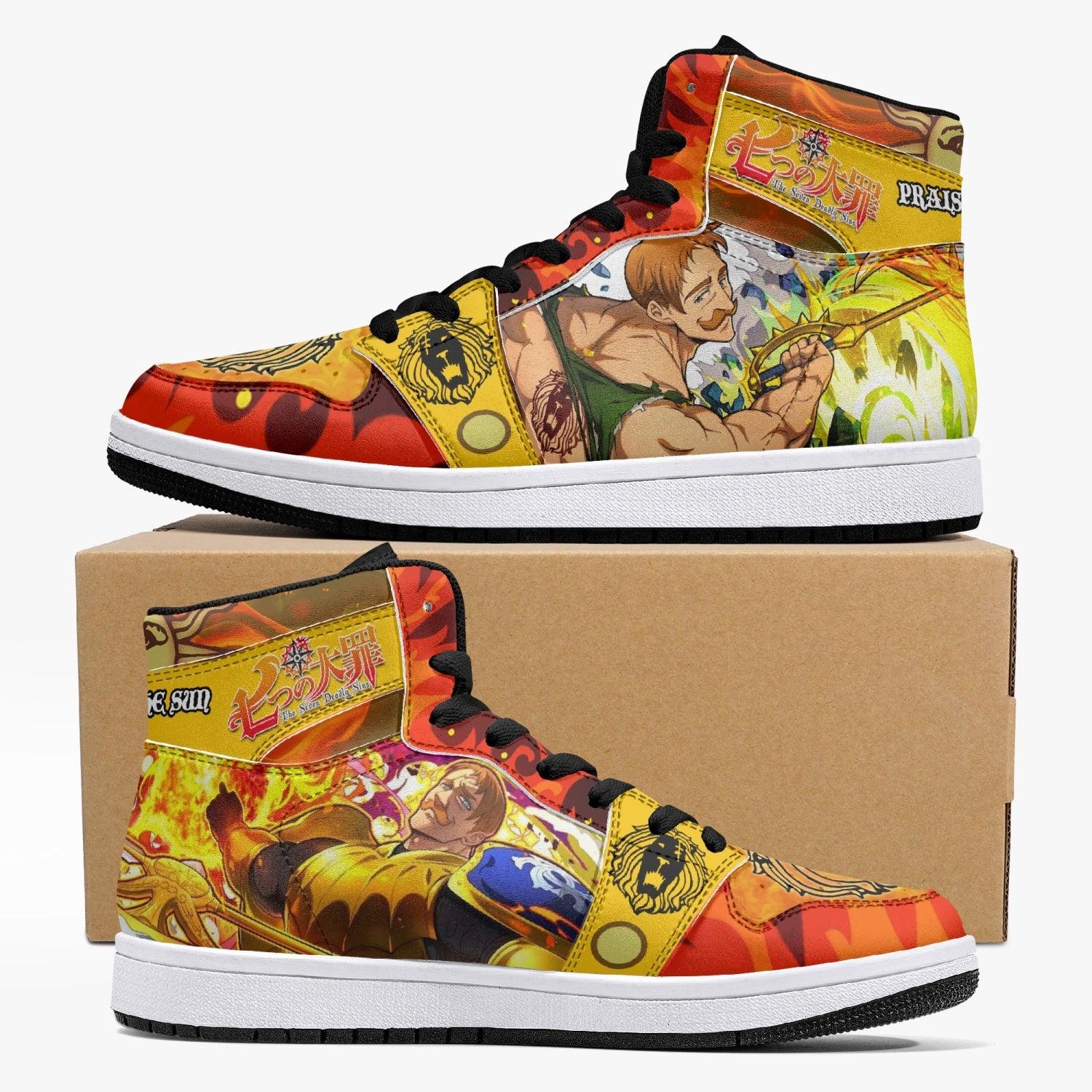 Escanor Praise The Sun Seven Deadly Sins Custom Sneaker Mid 1 Basketball Shoes - Otaku Hall