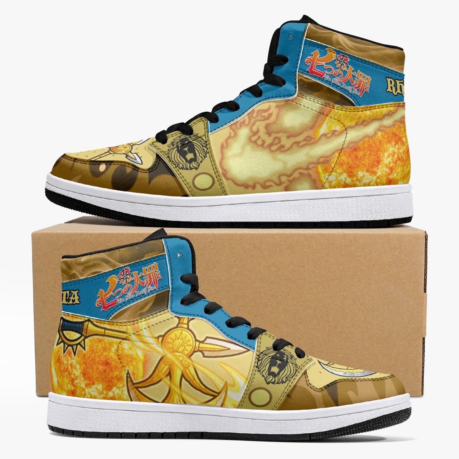 Escanor Rhitta Seven Deadly Sins Custom Sneaker Mid 1 Basketball Shoes - Otaku Hall