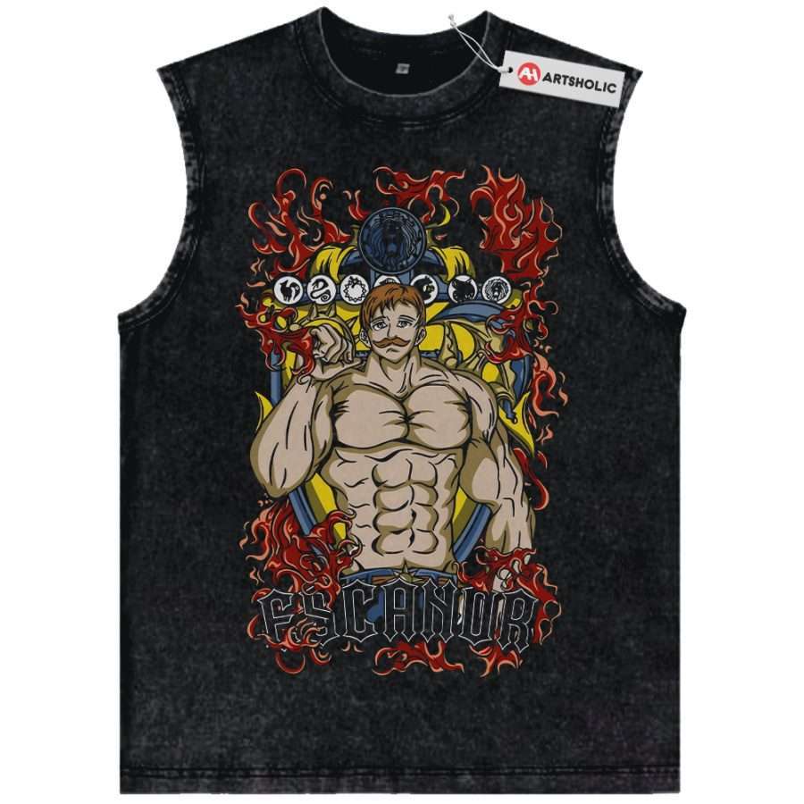 Alternative view of Escanor Tank Top, Seven Deadly Sins Tank Top, Anime Tank Top, Vintage Tank Top