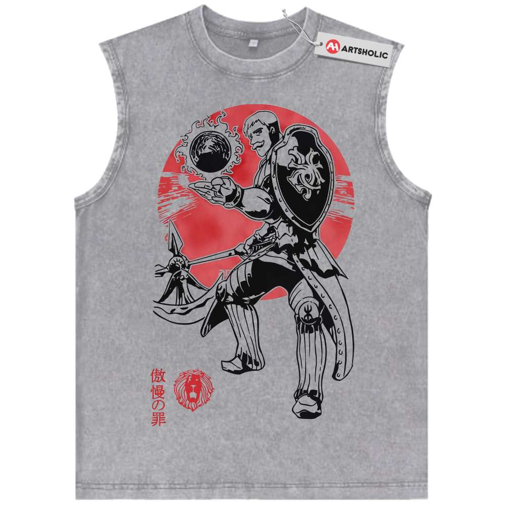 Alternative view of Escanor Tank Top, Seven Deadly Sins Tank Top, Anime Tank Top, Vintage Tank Top
